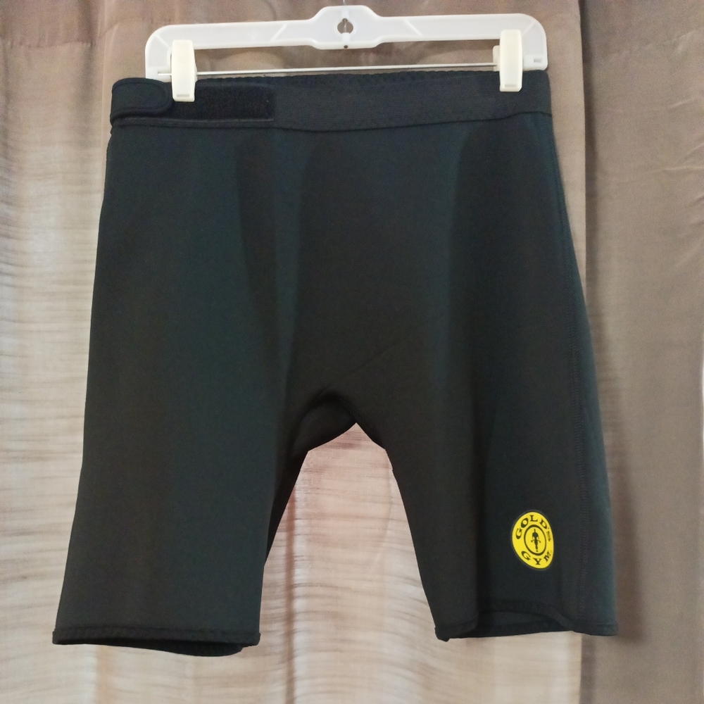 Gold's Gym Weight Lifting Neoprene Adjustable Waist Black Shorts M/L